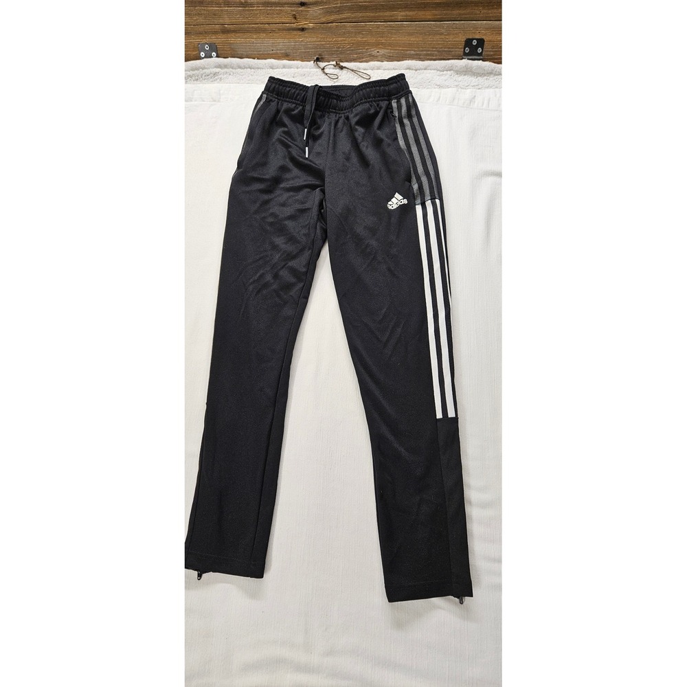 Adidas Kids Aeroready Primegreen Training Pants Black White Stripes Size 11-12Y